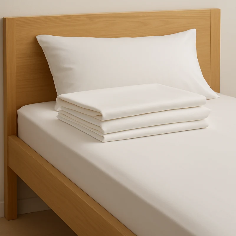 Organic Cotton Sateen Fitted Sheets"Naturale" in White Color
