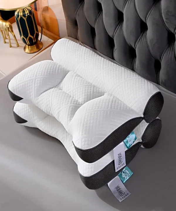 Ergonomisches Nackenstützkissen mit Memory-Schaum | Kühlender Bezug & Ohrmulde | Für Seiten-, Rücken- & Bauchschläfer