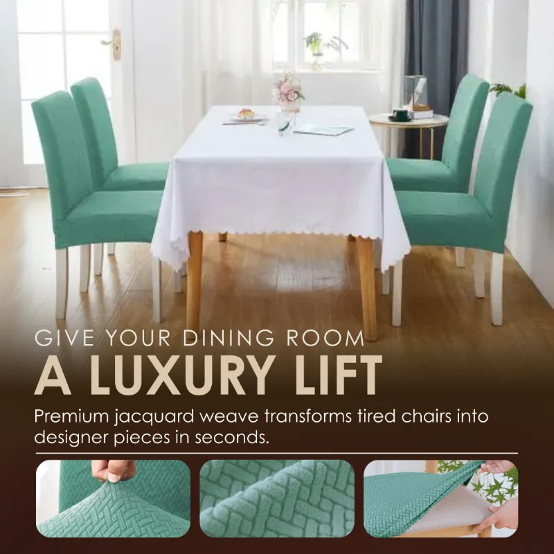Jacquard-Stretch-Stuhlhussen im 2er-, 4er- oder 6er-Set | Für Rückenlehnen 45–60 cm | Fleckenresistent & knitterarm | Perfekter Sitz ohne Verrutschen