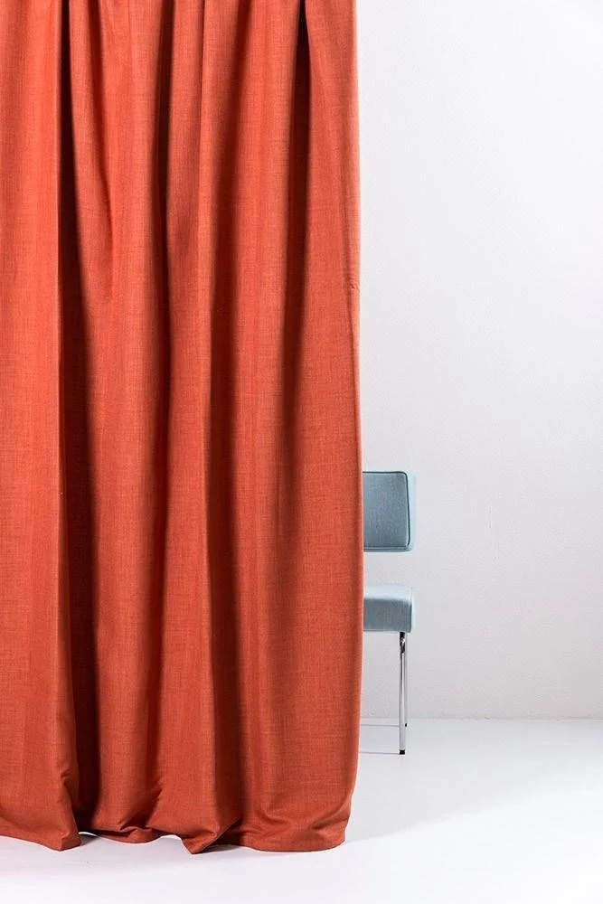 Blackout Curtains (Linen Optic) in Coral Red Color