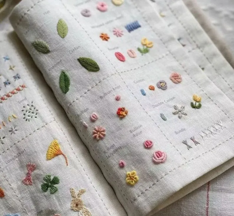 DIY Stickbuch mit 86 Stickstichen | Übungsbuch mit Stoffseiten zum Lernen & Üben | Für Anfänger & Fortgeschrittene