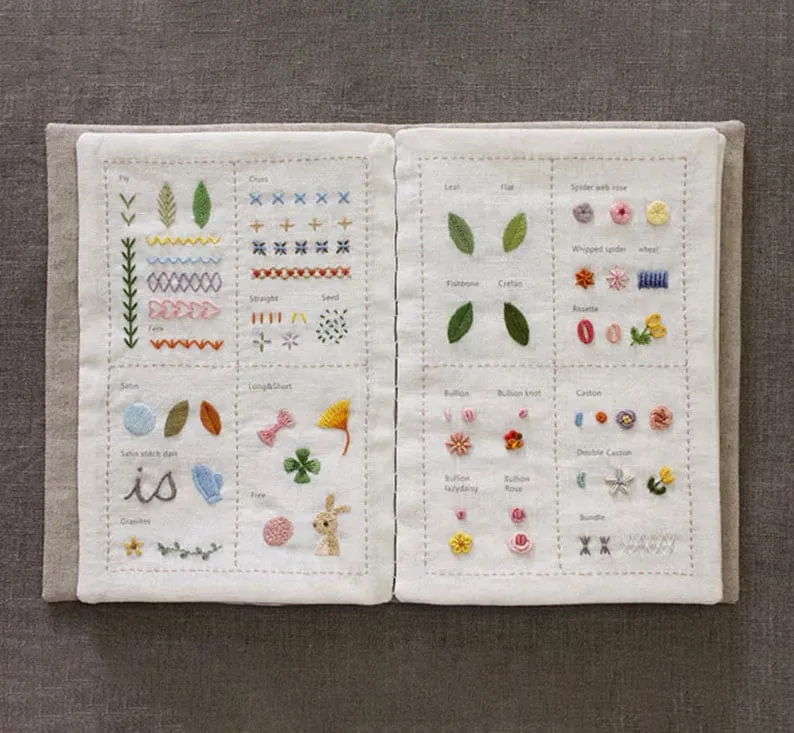DIY Stickbuch mit 86 Stickstichen | Übungsbuch mit Stoffseiten zum Lernen & Üben | Für Anfänger & Fortgeschrittene