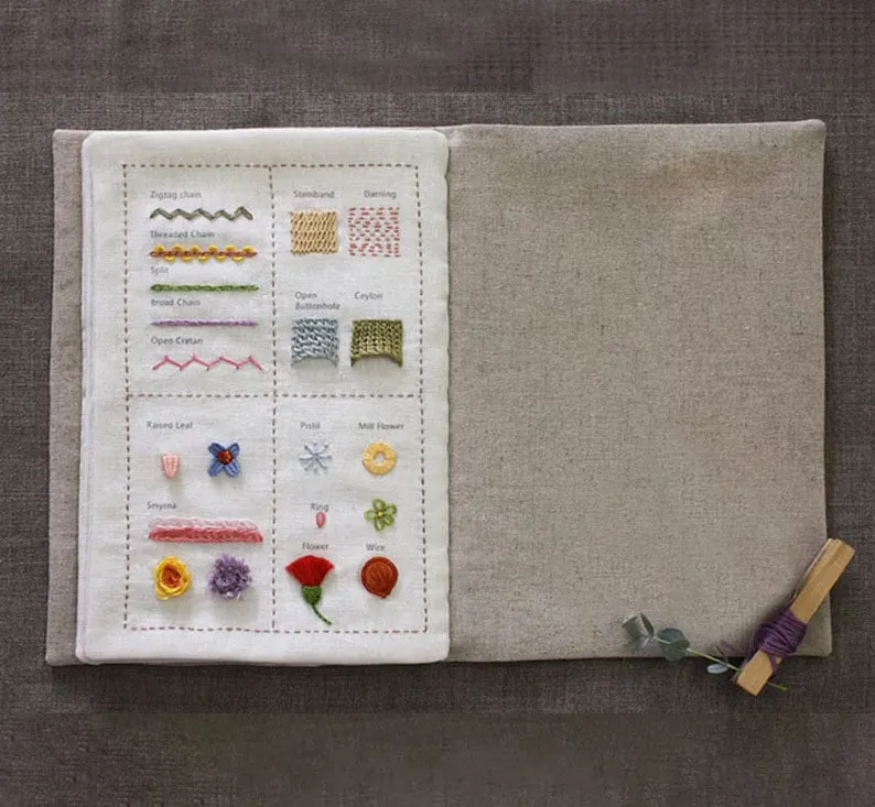 DIY Stickbuch mit 86 Stickstichen | Übungsbuch mit Stoffseiten zum Lernen & Üben | Für Anfänger & Fortgeschrittene