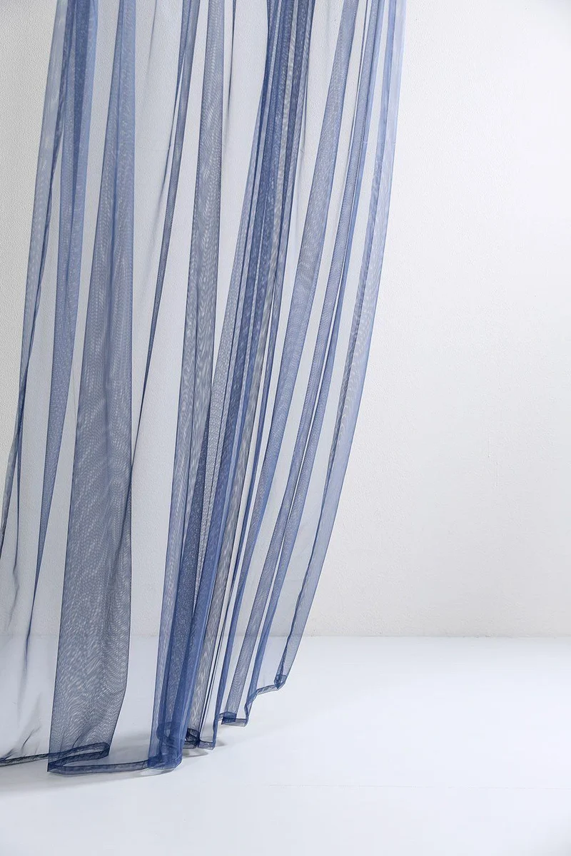 Sheer Tulle Curtains in Blue Color