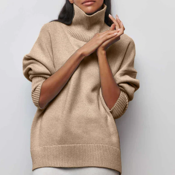 Olive | Rollkragenpullover gestrickt mit weichem Stoff
