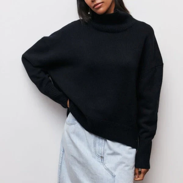 Olive | Rollkragenpullover gestrickt mit weichem Stoff