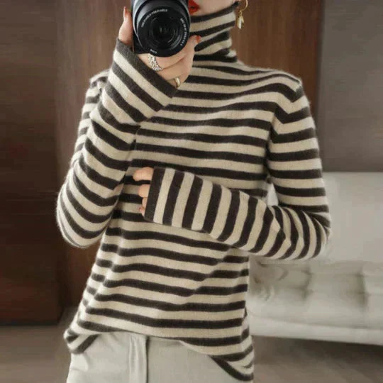 HARPER | GESTREIFTER ROLLKRAGENPULLOVER