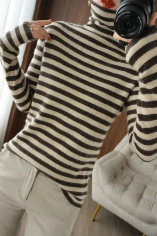 HARPER | GESTREIFTER ROLLKRAGENPULLOVER