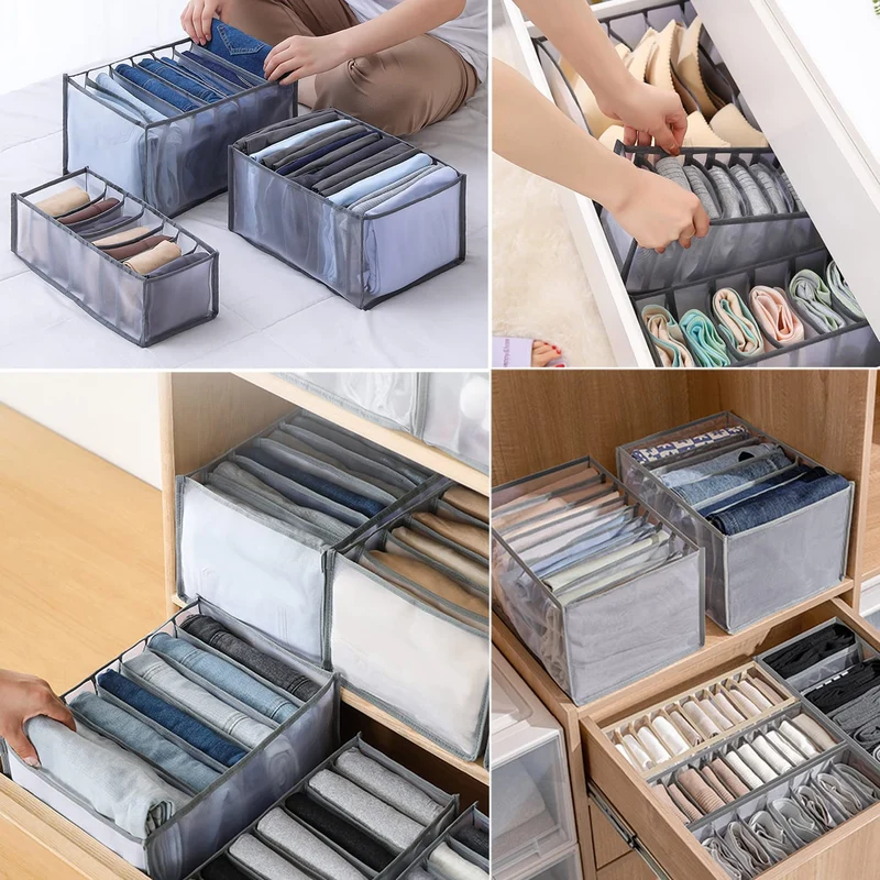 Kleiderschrank-Organizer Set S, M & L | Faltbare Schubladen-Organizer für Kleidung | Platzsparende Kleideraufbewahrung