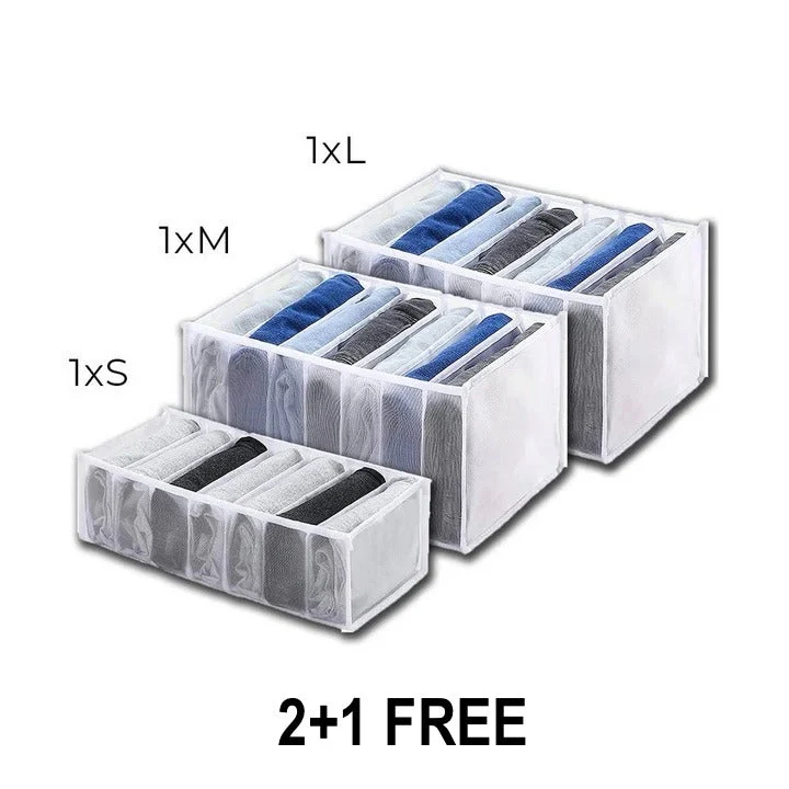 Kleiderschrank-Organizer Set S, M & L | Faltbare Schubladen-Organizer für Kleidung | Platzsparende Kleideraufbewahrung