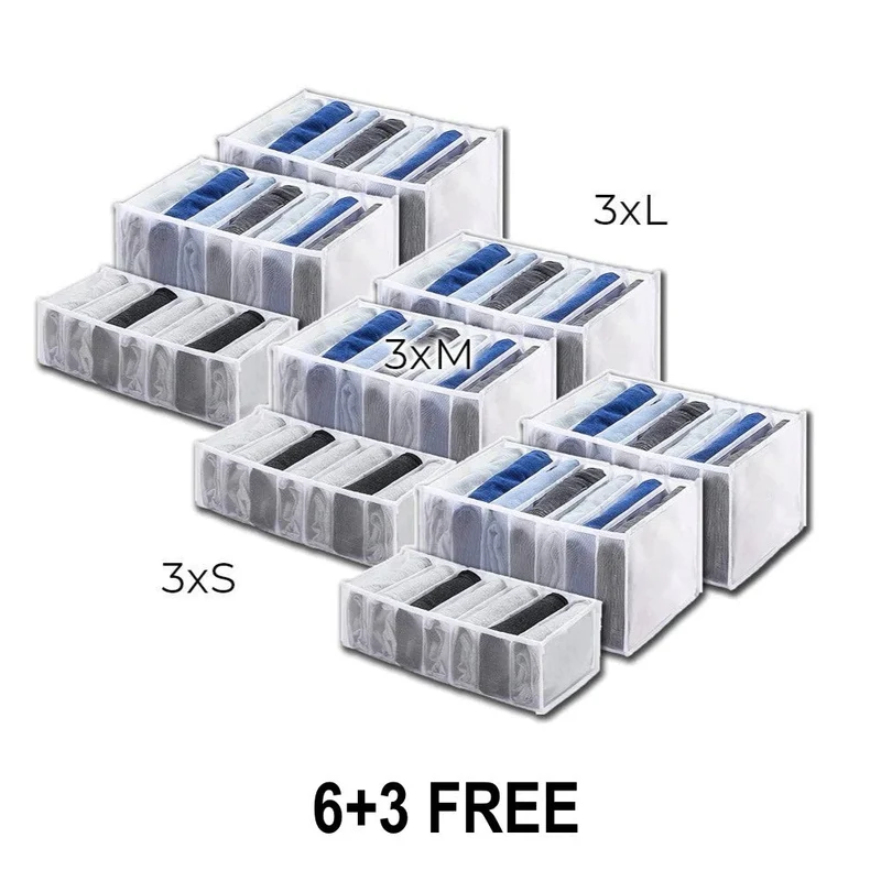 Kleiderschrank-Organizer Set S, M & L | Faltbare Schubladen-Organizer für Kleidung | Platzsparende Kleideraufbewahrung