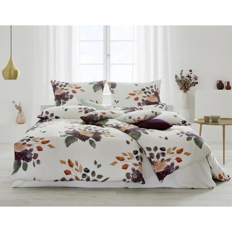 Bio Satin Bettwäsche Herbstblumen Garnitur