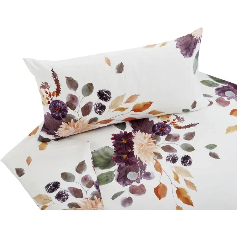 Bio Satin Bettwäsche Herbstblumen Garnitur