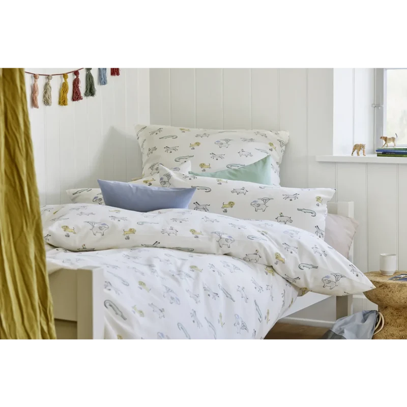 Bio Satin Baby-/Kinder-Bettwäsche Safari Kissenbezug