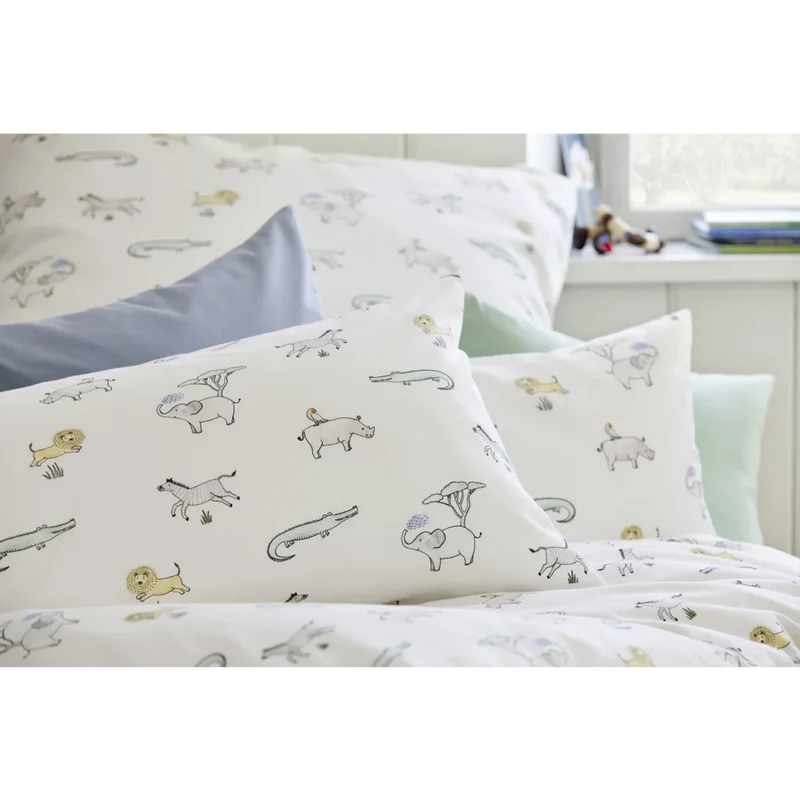 Bio Satin Baby-/Kinder-Bettwäsche Safari Kissenbezug
