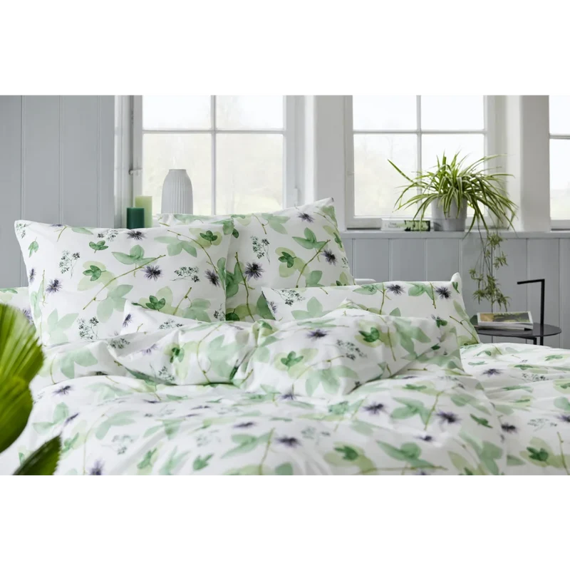 Bio Satin Bettwäsche Grüne Pflanzenwelt Kissenbezug