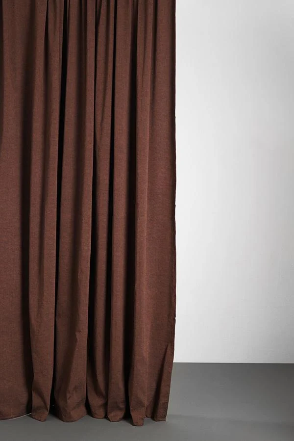 Cotton & Linen Curtains "Belize" in Copper Red & Black Colors