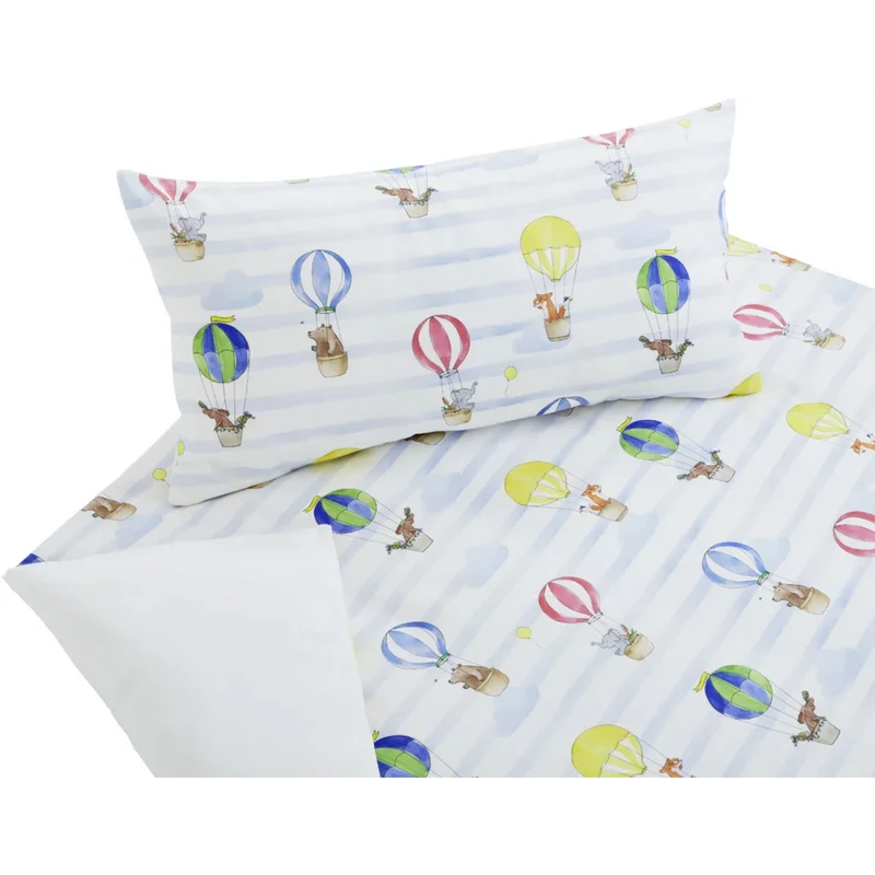 Bio Satin Kinder-Bettwäsche Ballone Kissenbezug