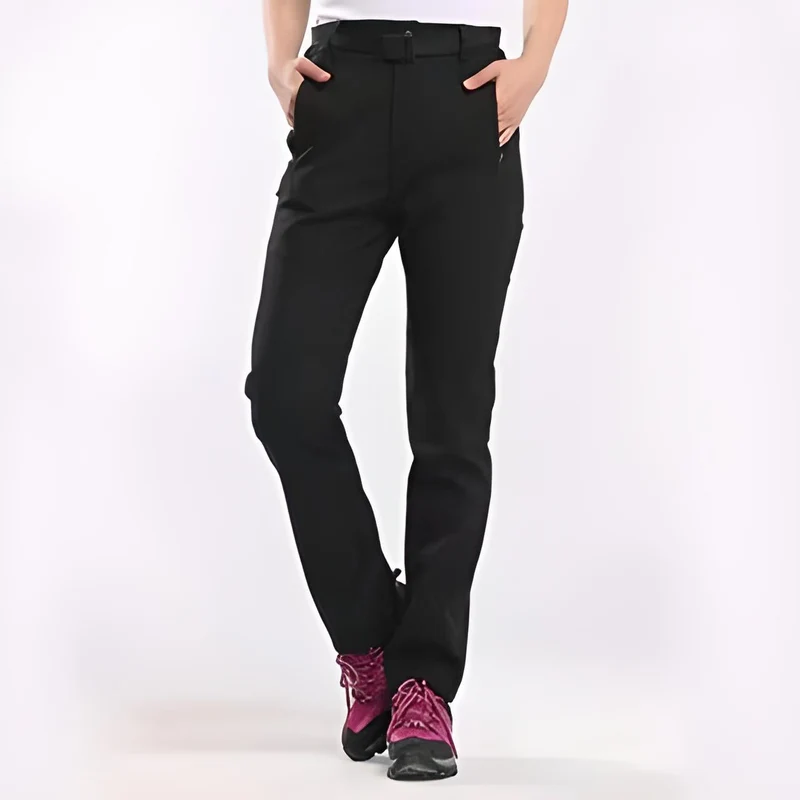 Damen Wanderhose | Wasserdicht & Fleece-gefüttert | Outdoor Trekkinghose mit Taschen & elastischen Beinabschlüssen