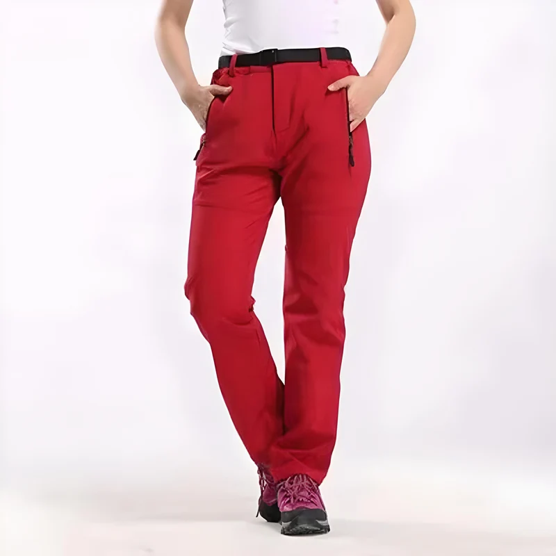 Damen Wanderhose | Wasserdicht & Fleece-gefüttert | Outdoor Trekkinghose mit Taschen & elastischen Beinabschlüssen
