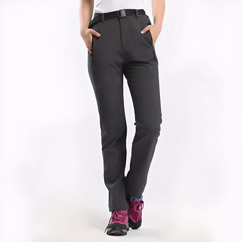 Damen Wanderhose | Wasserdicht & Fleece-gefüttert | Outdoor Trekkinghose mit Taschen & elastischen Beinabschlüssen