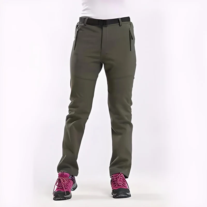 Damen Wanderhose | Wasserdicht & Fleece-gefüttert | Outdoor Trekkinghose mit Taschen & elastischen Beinabschlüssen