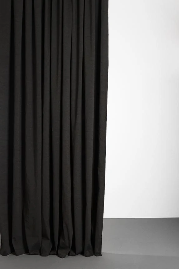Cotton & Linen Curtains "Belize" in Petrol & Black Colors