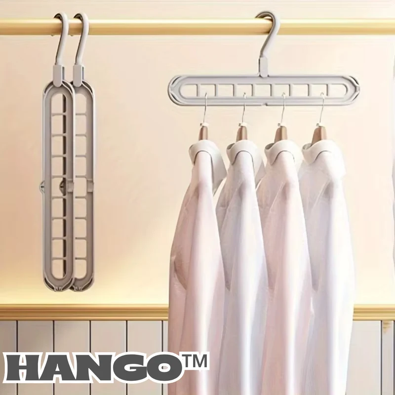 Drehbare Kleiderbügel 4er Set mit 9 Löchern | Platzsparende Schrankorganisation | 360° Drehbar & Faltbar