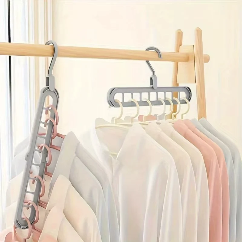 Drehbare Kleiderbügel 4er Set mit 9 Löchern | Platzsparende Schrankorganisation | 360° Drehbar & Faltbar