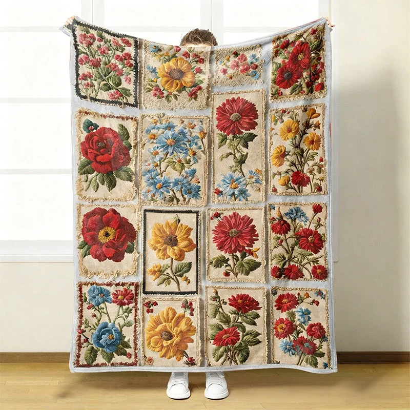 Flanelldecke mit Blumenmuster und kuscheliger Wärme | 7 Designs (A–G) | 6 Größen | Waschbar & fusselfrei für Sofa und Bett
