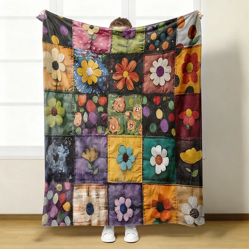 Flanelldecke mit Blumenmuster und kuscheliger Wärme | 7 Designs (A–G) | 6 Größen | Waschbar & fusselfrei für Sofa und Bett