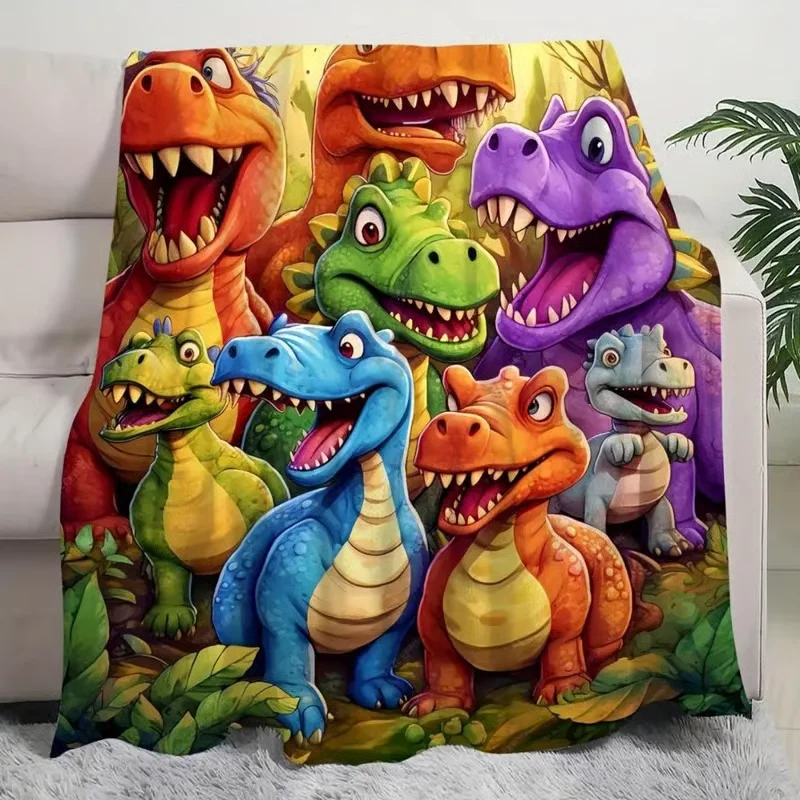 Flanelldecke mit HD-Dinosaurierdruck | Weiche, warme Kuscheldecke für Sofa & Bett | Leicht, waschbar & fusselfrei