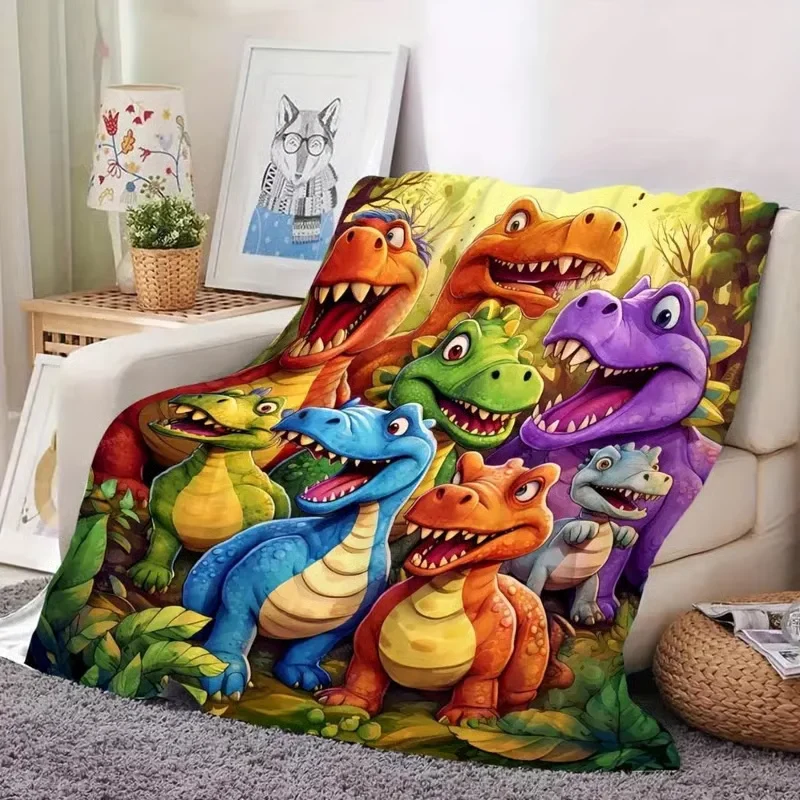 Flanelldecke mit HD-Dinosaurierdruck | Weiche, warme Kuscheldecke für Sofa & Bett | Leicht, waschbar & fusselfrei