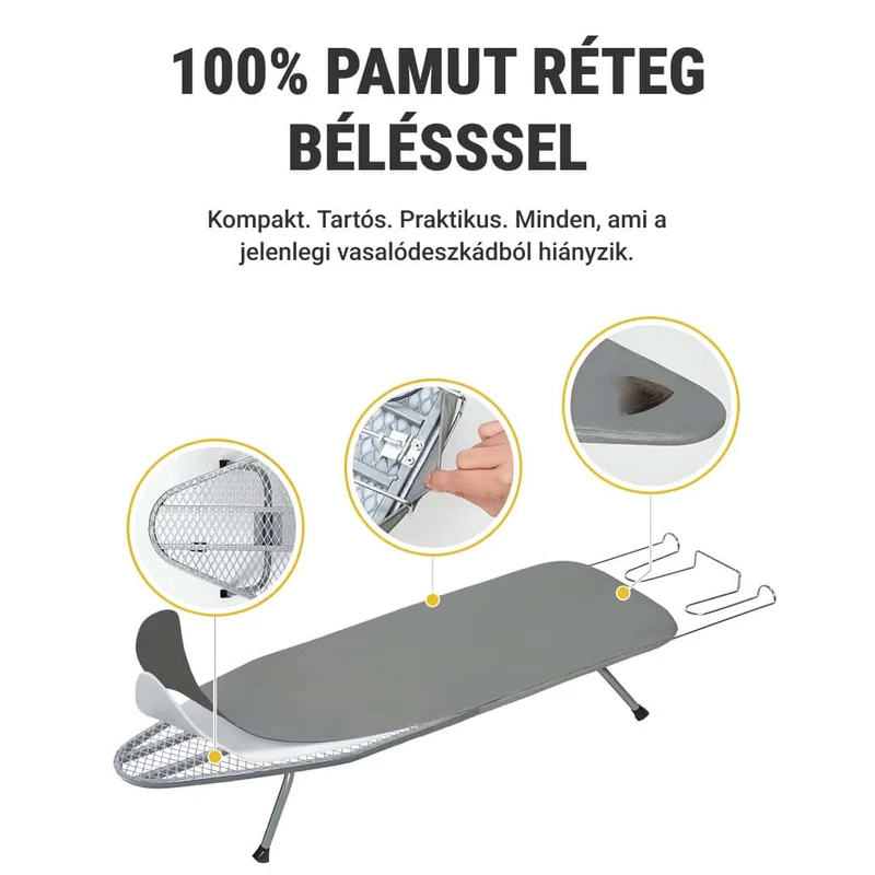 Faltbares Tischbügelbrett 81×30 cm | Kompakt & Reisegeeignet | Mit Metall-Bügeleisenablage & Antirutsch-Füßen
