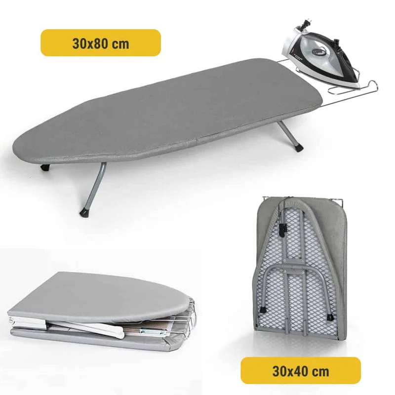 Faltbares Tischbügelbrett 81×30 cm | Kompakt & Reisegeeignet | Mit Metall-Bügeleisenablage & Antirutsch-Füßen