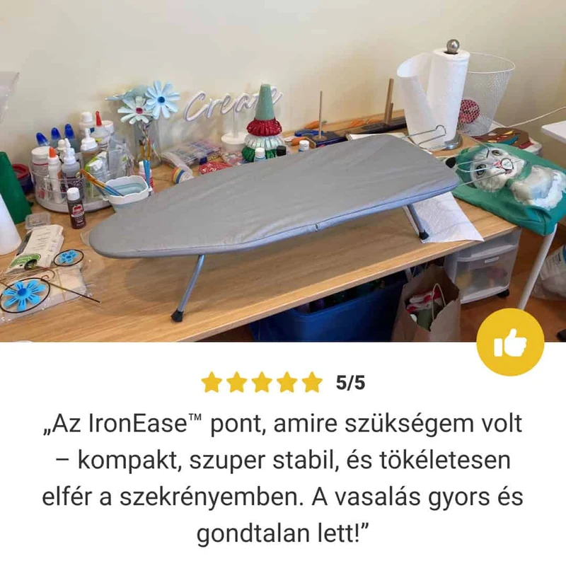 Faltbares Tischbügelbrett 81×30 cm | Kompakt & Reisegeeignet | Mit Metall-Bügeleisenablage & Antirutsch-Füßen