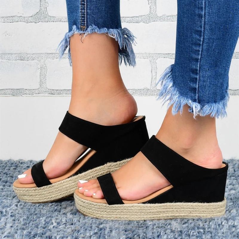 HempStyle™ – Elegante Damen Keilabsatz Sandalen aus natürlichem Hanf