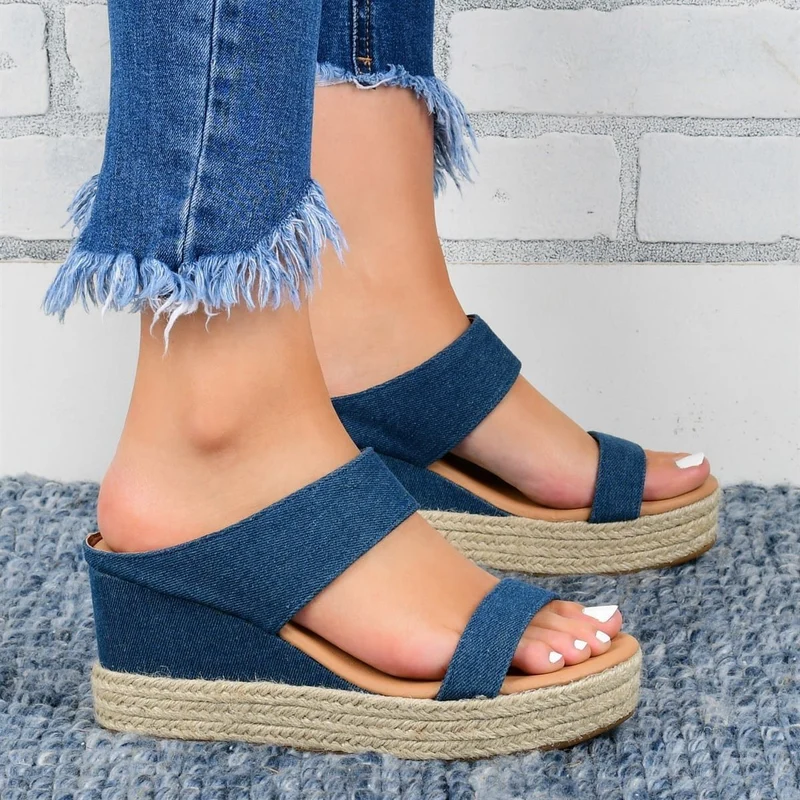 HempStyle™ – Elegante Damen Keilabsatz Sandalen aus natürlichem Hanf