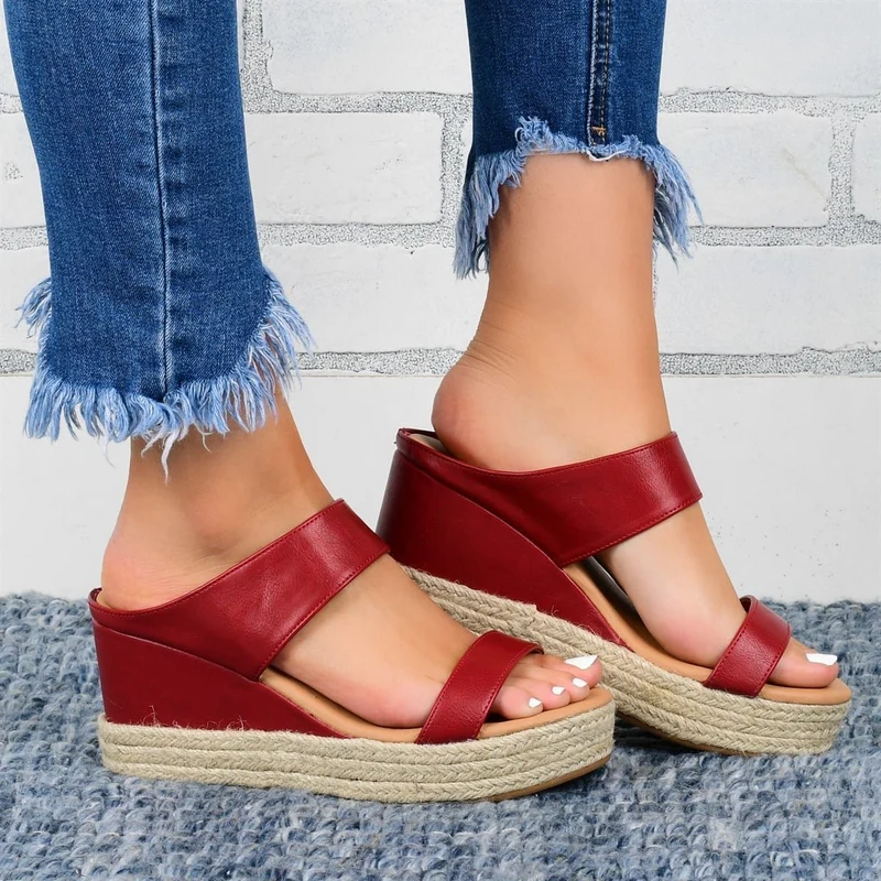HempStyle™ – Elegante Damen Keilabsatz Sandalen aus natürlichem Hanf