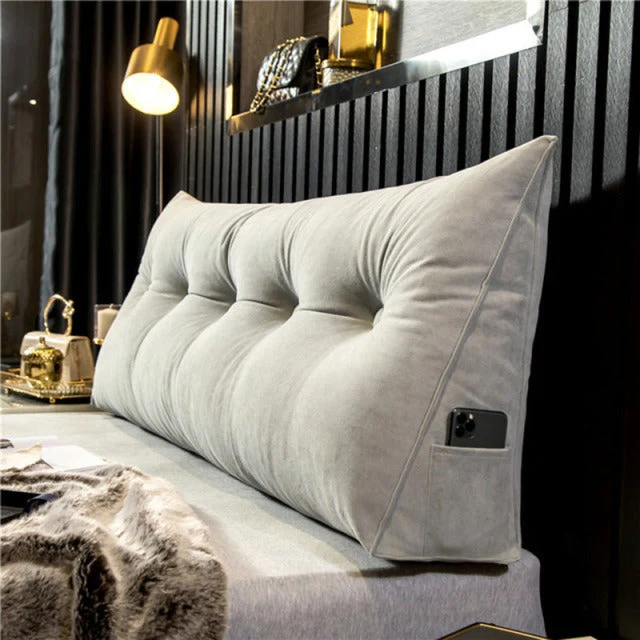 Rückenstützkissen | Ergonomisches Kissen mit stützender Füllung und Seitentasche für Bett und Sofa