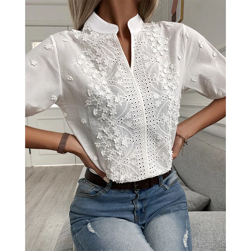 BellaVita™ – Weiße Damenbluse mit stilvollen Puffärmeln