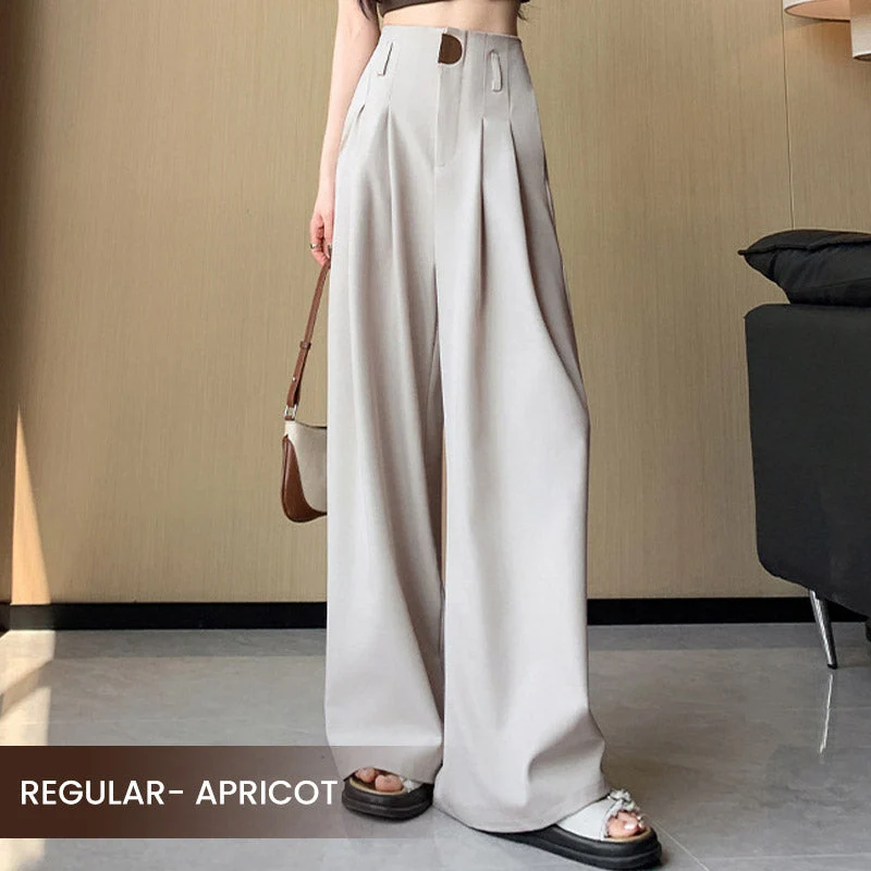 Damen Hose | Weite Passform mit hoher Taille | Elegante Business & Freizeit Stoffhose mit Taschen