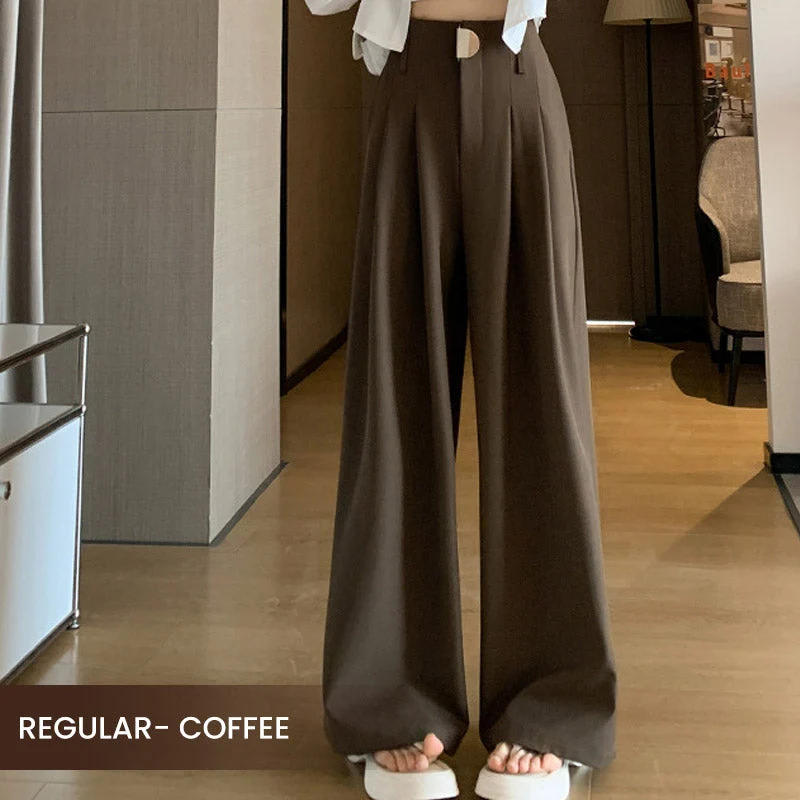 Damen Hose | Weite Passform mit hoher Taille | Elegante Business & Freizeit Stoffhose mit Taschen
