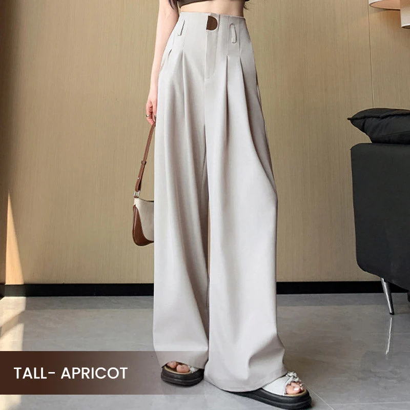 Damen Hose | Weite Passform mit hoher Taille | Elegante Business & Freizeit Stoffhose mit Taschen