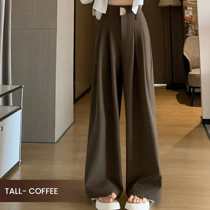 Damen Hose | Weite Passform mit hoher Taille | Elegante Business & Freizeit Stoffhose mit Taschen
