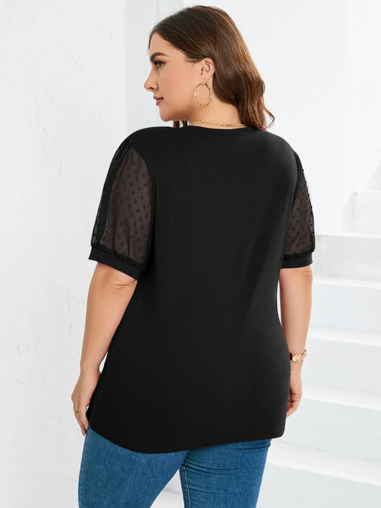 Janne - V-Ausschnitt-Shirt mit Ärmeln und Bauchbedeckung