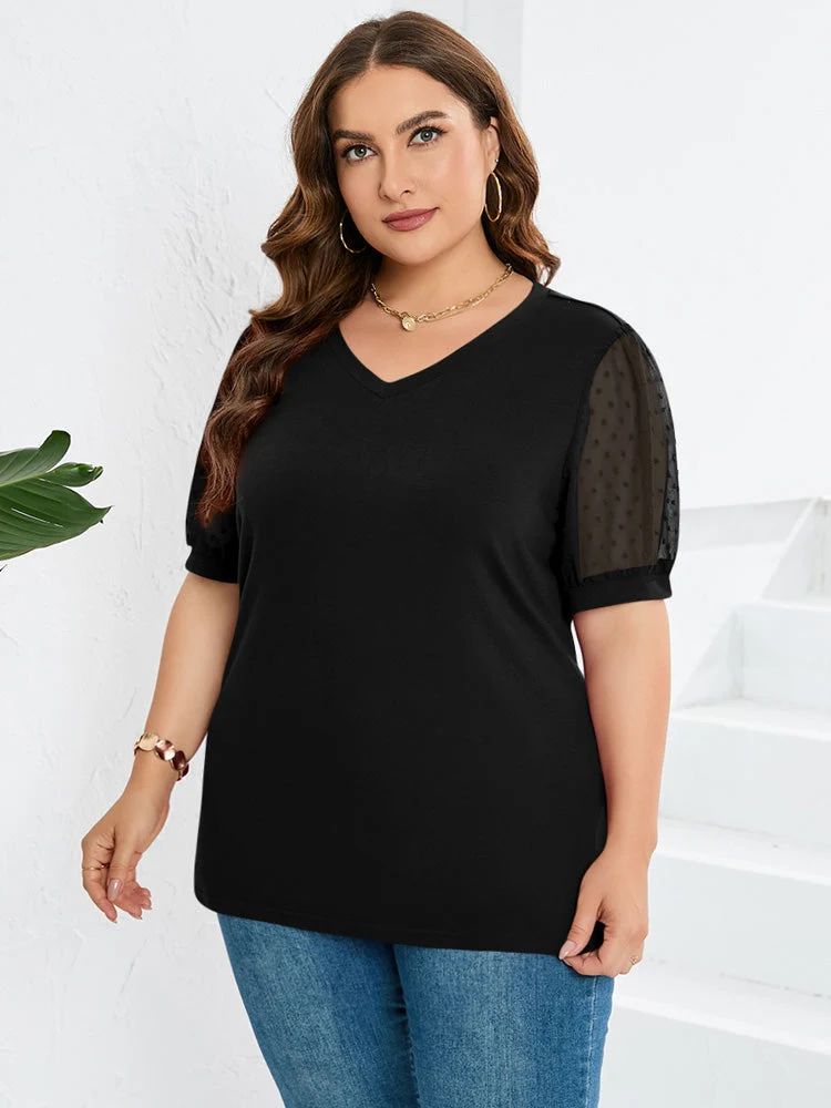 Janne - V-Ausschnitt-Shirt mit Ärmeln und Bauchbedeckung