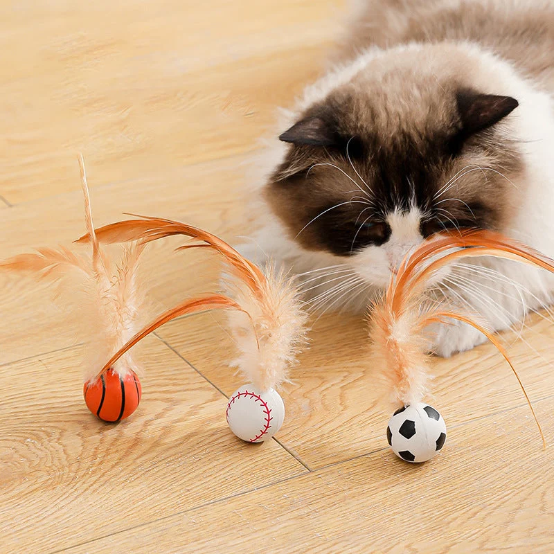 Begrenzte Zeit 50% Rabatt Interaktiver Hüpfball für Katzen mit Federn