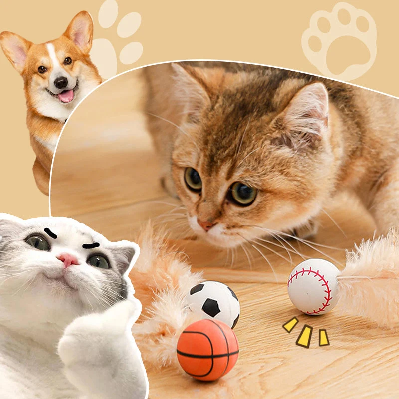 Begrenzte Zeit 50% Rabatt Interaktiver Hüpfball für Katzen mit Federn