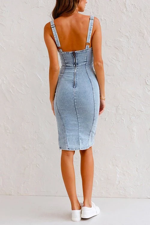 Gabi- Denim-Kleid mit verstellbaren Trägern